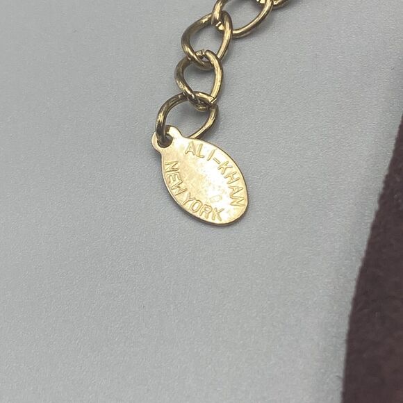 Ali-Khan Braided Mesh Chain Beaded Ribbon Necklace Multicolor Metallic‎ New York - Picture 6 of 7